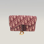 Dior Saddle Pochette Rettangolare in Canvas Oblique Rosso con Charm D Dorato