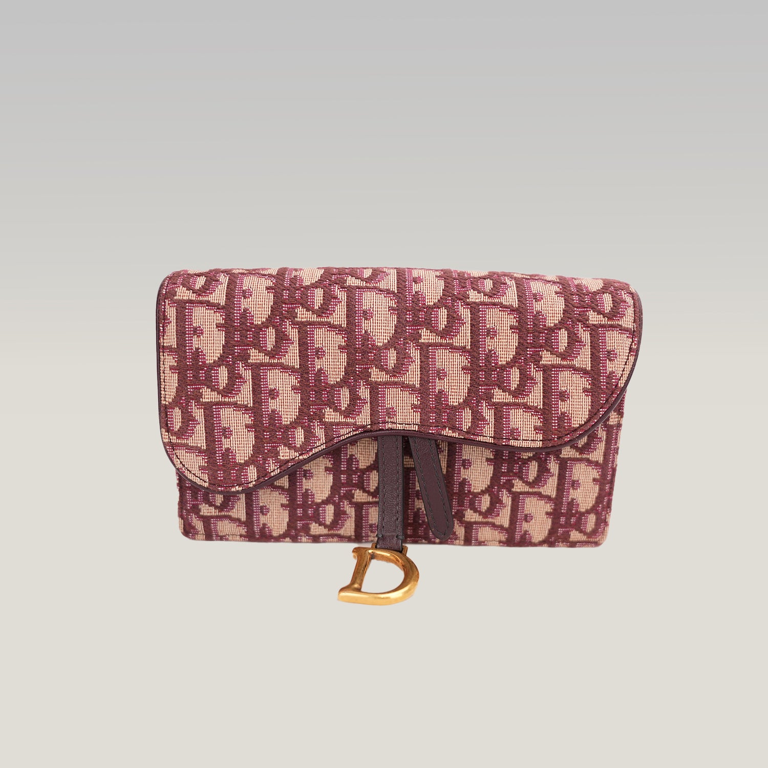 Dior Saddle Pochette Rettangolare in Canvas Oblique Rosso con Charm D Dorato