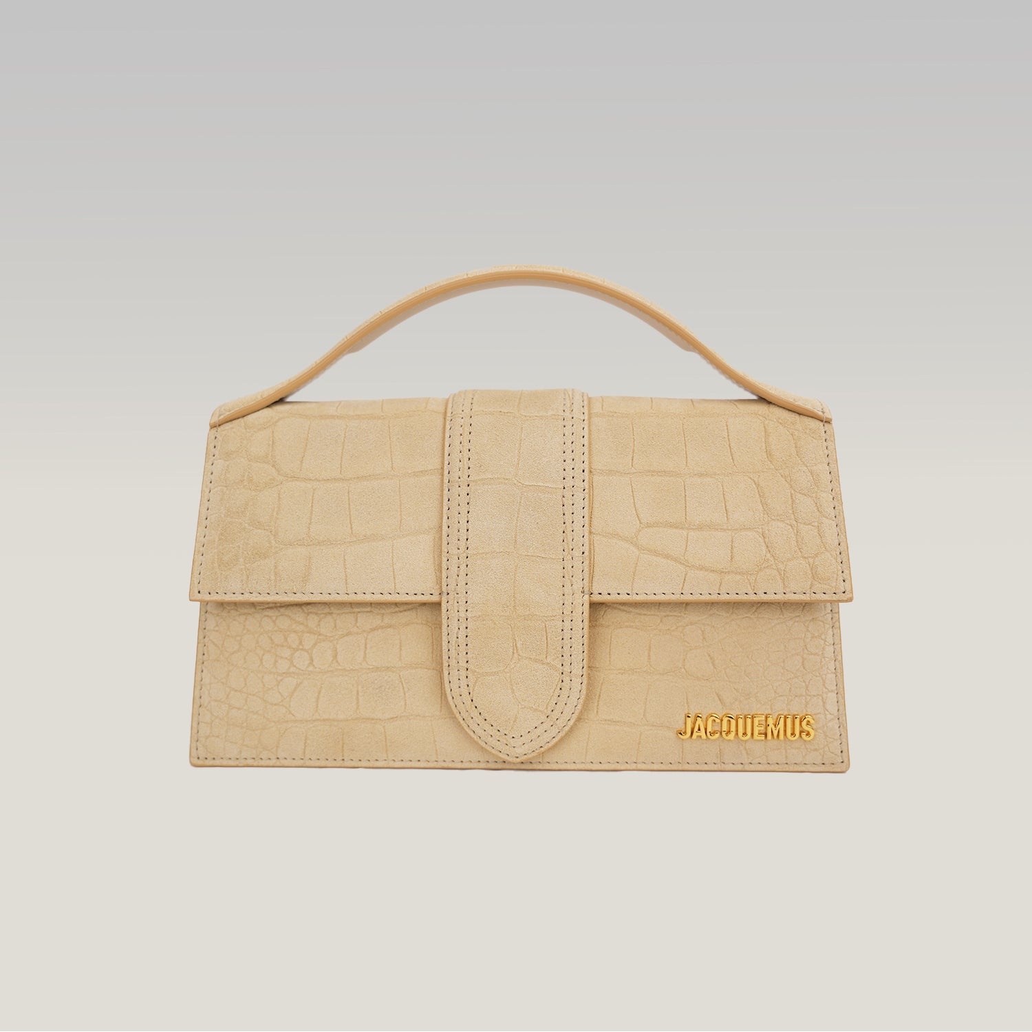 Jacquemus Large Le Bambino Croc Embossed Leather Tote Bag Beige