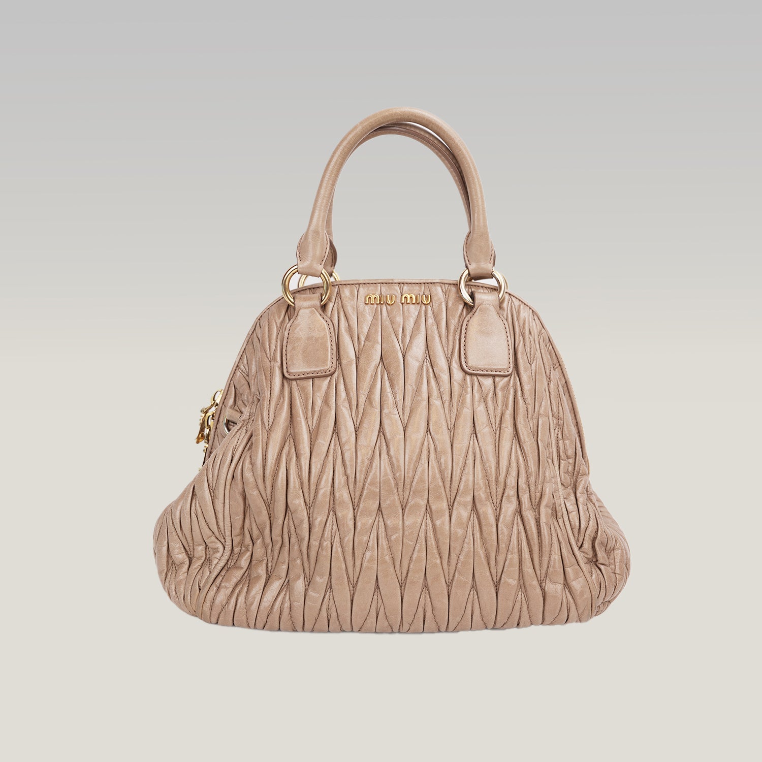 Miu Miu Matelassé Pink Beige Leather Small Handbag Gold Hardware Vintage Style