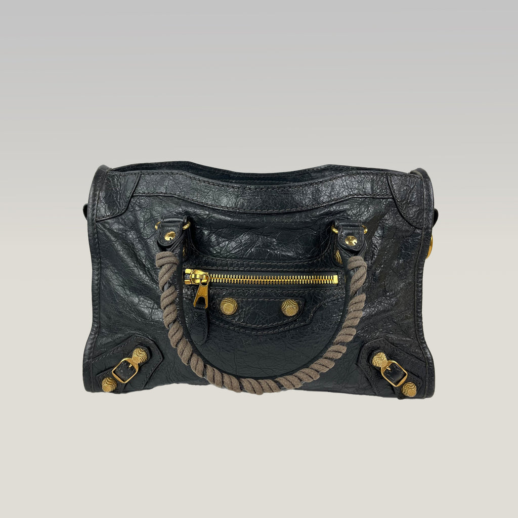 Borsa Balenciaga Classic Motorcycle Nera in Pelle con Hardware Dorato – 30 cm