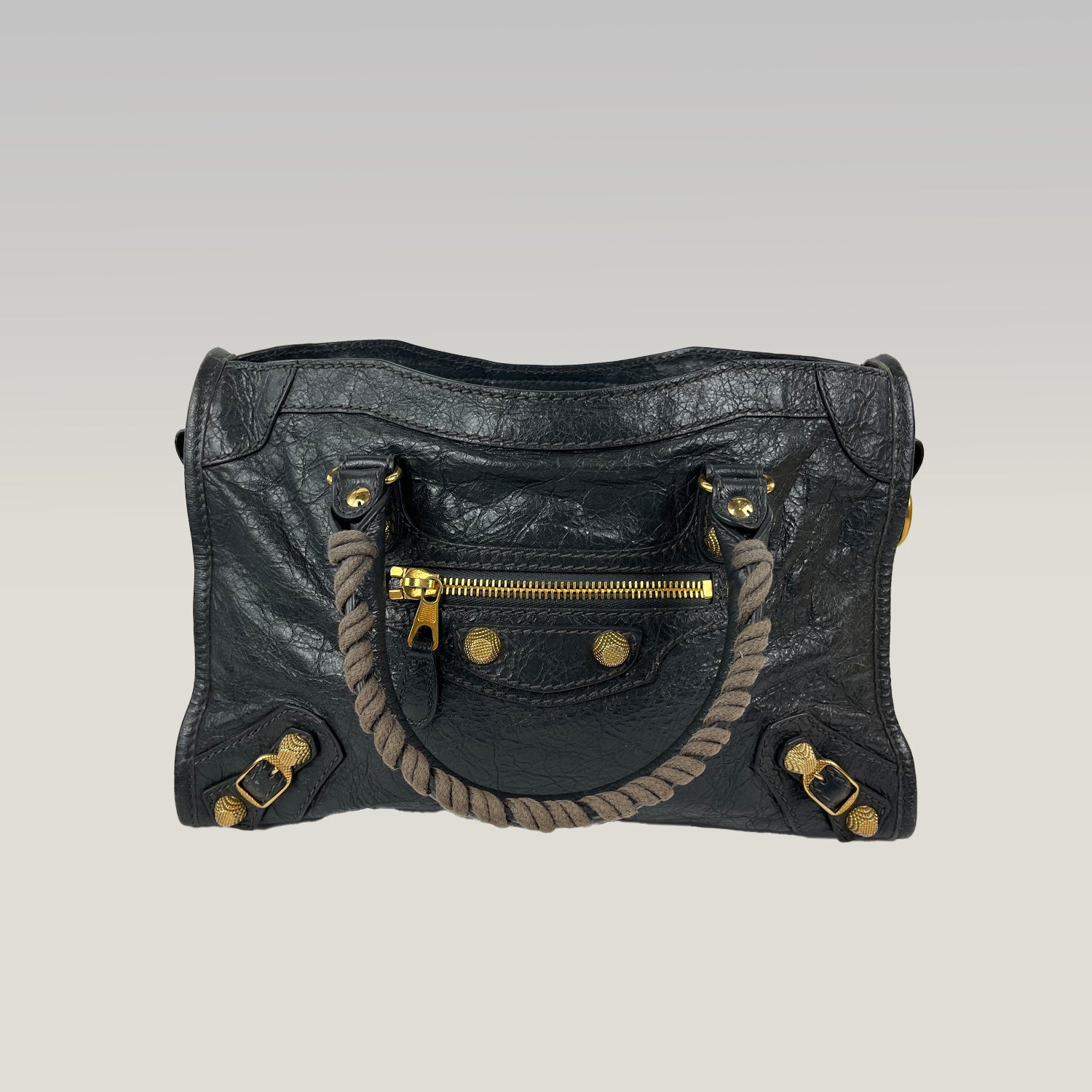Borsa Balenciaga Classic Motorcycle Nera in Pelle con Hardware Dorato – 30 cm