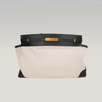 Saint Laurent Manhattan Large Shopping Tote White Canvas Black Leather Trim Shoulder Bag