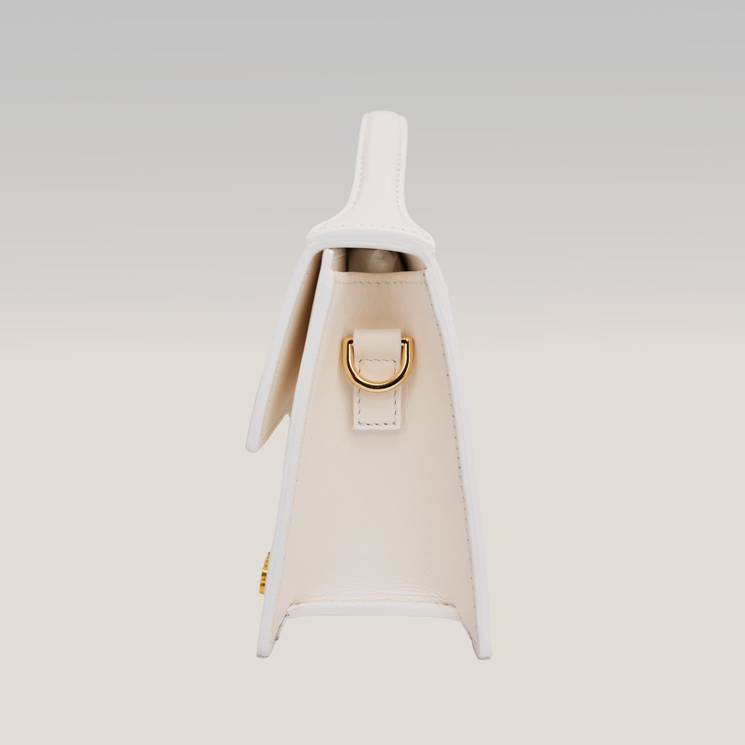 Jacquemus Le Grand Bambino borsa bianca in pelle liscia con logo dorato