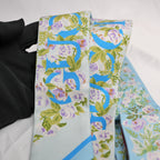 Gucci Blue Floral Silk Twilly – New with Box 