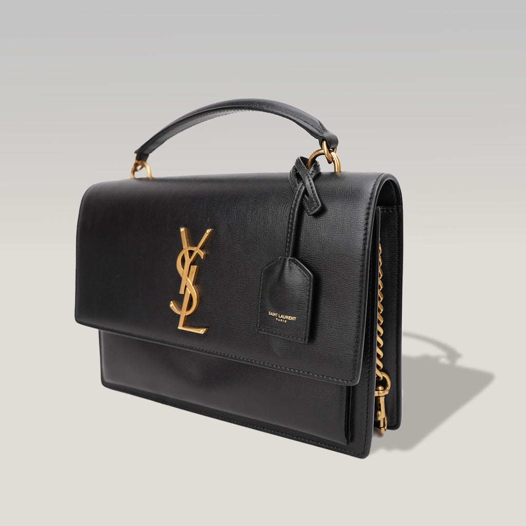 Saint Laurent Paris Sunset Medium Borsa in Pelle Nera
