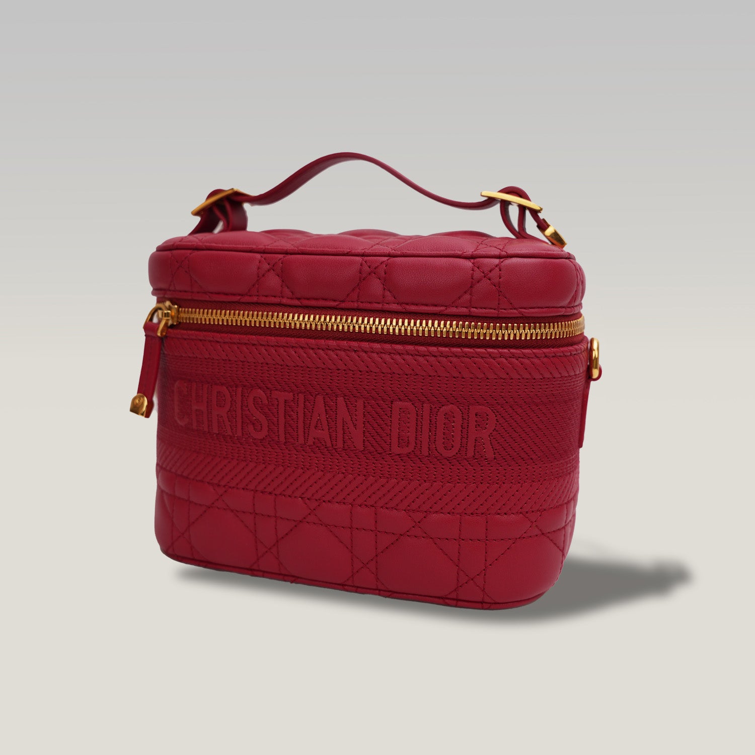 Dior Travel Vanity – vanity bag piccola in pelle di vitello cannage rossa