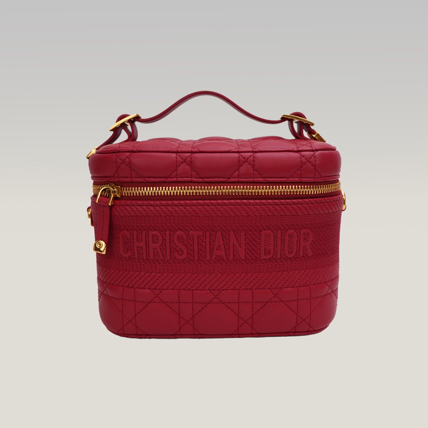 Dior Travel Vanity – vanity bag piccola in pelle di vitello cannage rossa