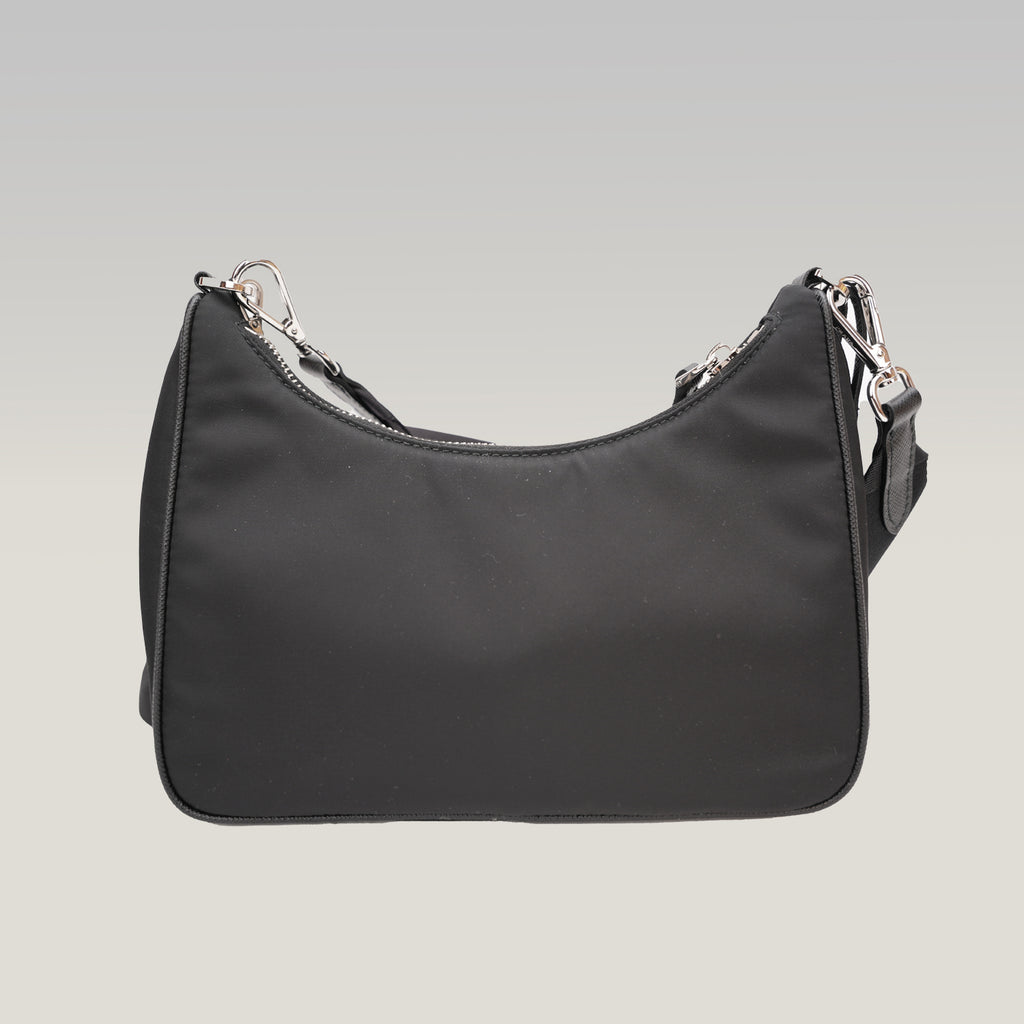 Prada Mini Hobo in Nylon Nero con Pouch e Tracolla