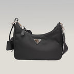 Prada Mini Hobo in Nylon Nero con Pouch e Tracolla