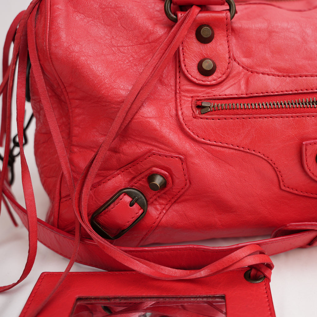 Balenciaga borsa Classic City rossa in pelle con tracolla – iconica