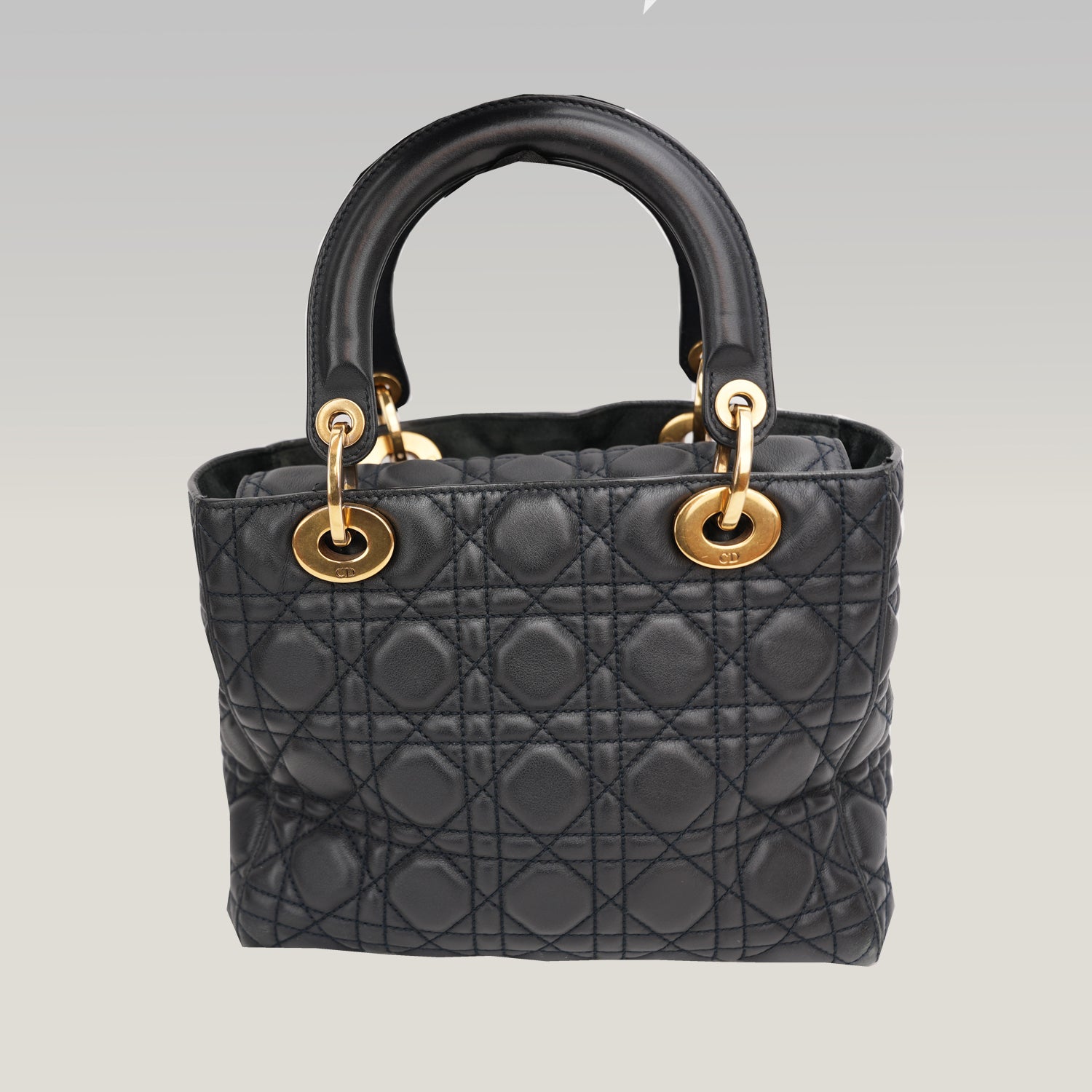 Dior Lady Dior Media Borsa Cannage in Pelle Nera