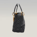 Dior Lady Dior Media Borsa Cannage in Pelle Nera