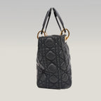 Dior Lady Dior Media Borsa Cannage in Pelle Nera