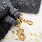Dior Lady Dior Media Borsa Cannage in Pelle Nera