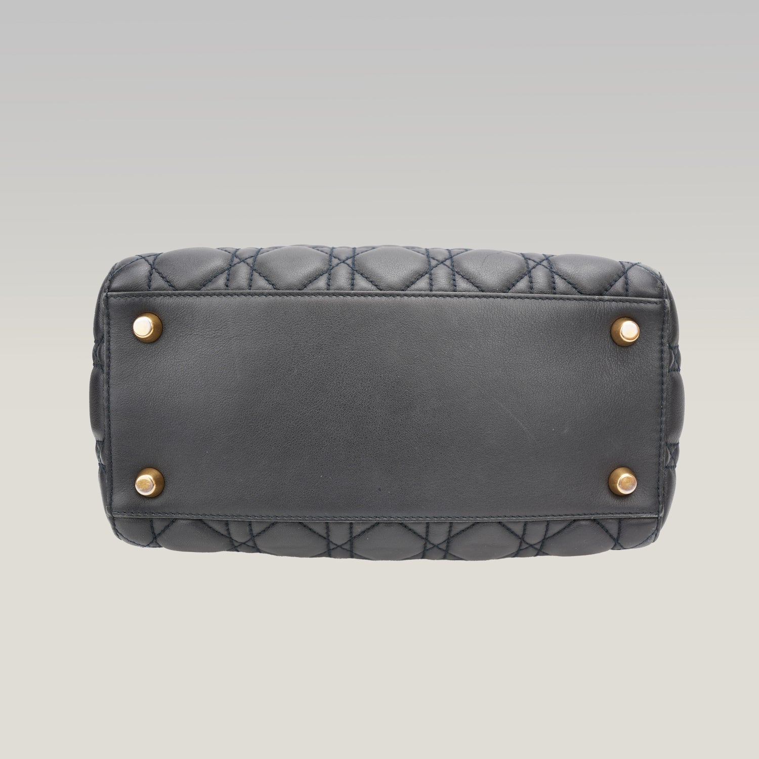 Dior Lady Dior Media Borsa Cannage in Pelle Nera