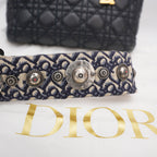Dior Lady Dior Media Borsa Cannage in Pelle Nera