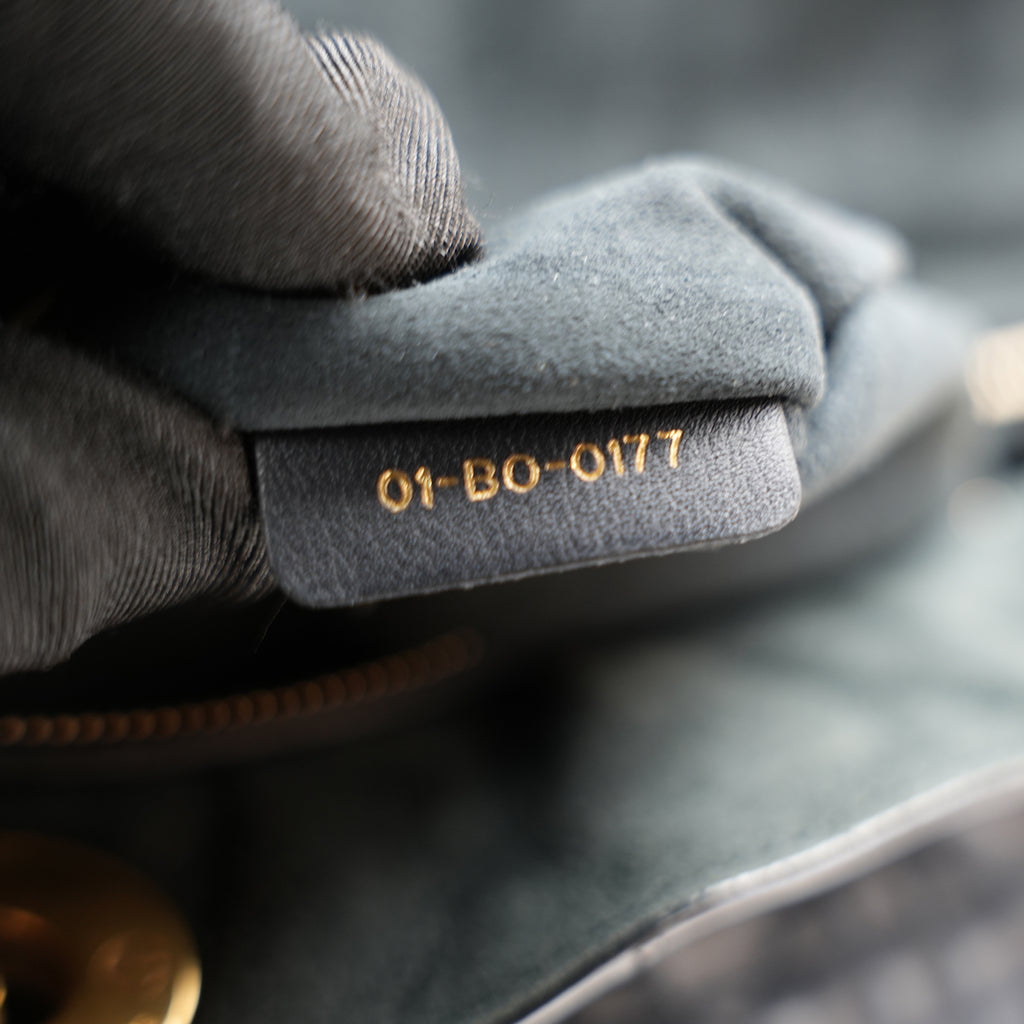 Dior Lady Dior Media Borsa Cannage in Pelle Nera