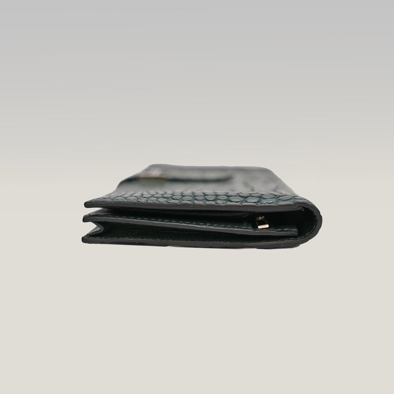 Hermès Béarn Portafoglio in Coccodrillo Verde Smeraldo con Hardware Argento