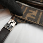 FENDI Borsa a mano in tessuto FF marrone