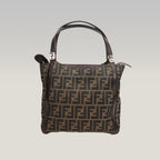 FENDI Borsa a mano in tessuto FF marrone