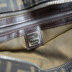 FENDI Borsa a mano in tessuto FF marrone