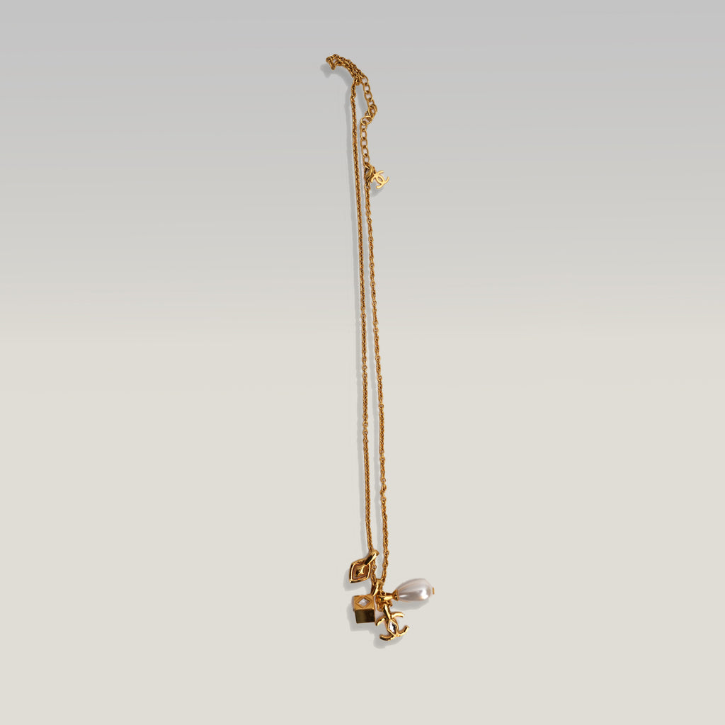 Chanel CC Multicharm Necklace Gold with Pearl and Crystals