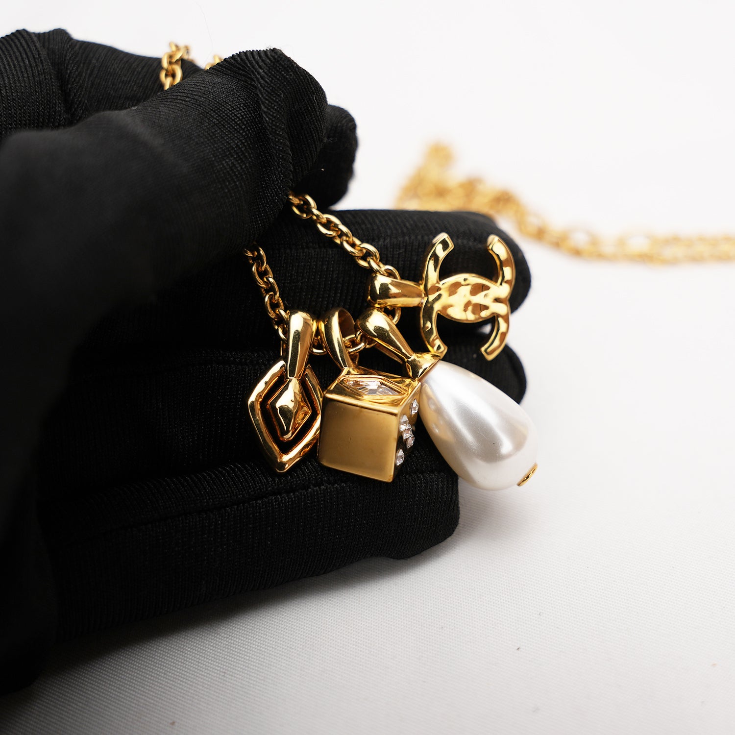 Chanel CC Multicharm Necklace Gold with Pearl and Crystals
