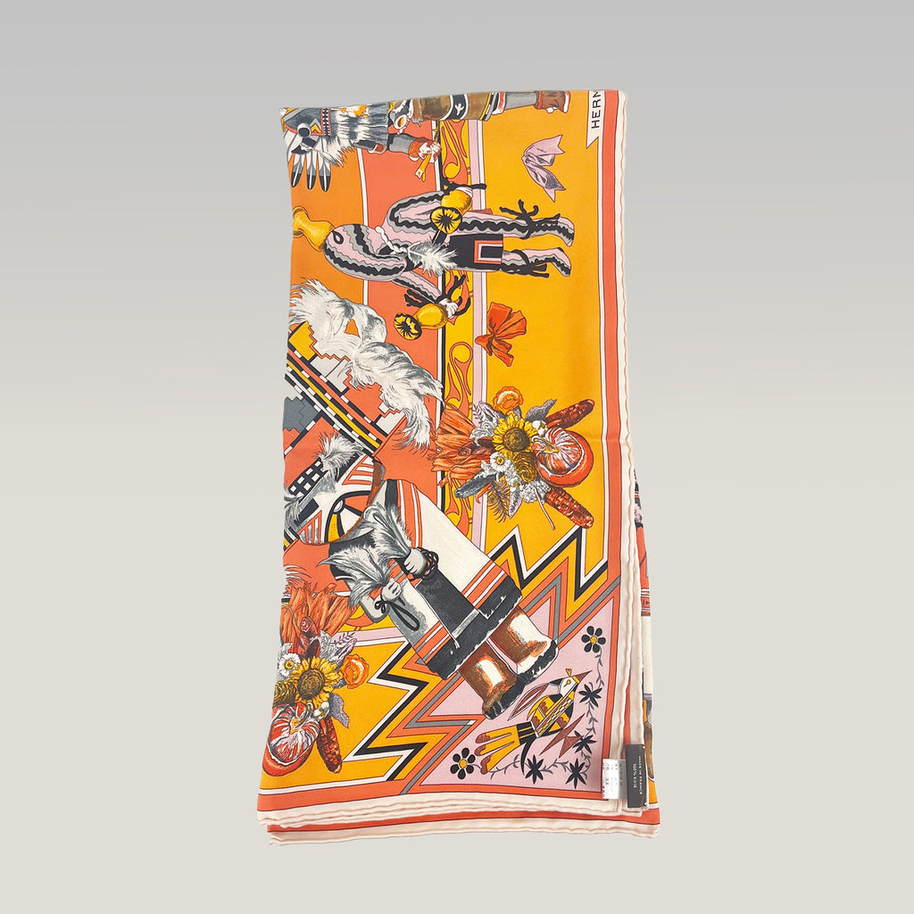 Hermès Carré 90 "Kachinas" Multicolor Silk Scarf