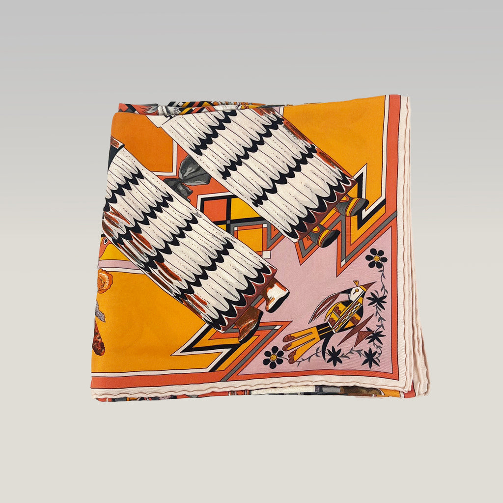 Hermès Carré 90 "Kachinas" Multicolor Silk Scarf