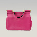 Dolce & Gabbana Sicily 26 Borsa a Mano in Pelle Fucsia e Rossa con Dettagli Dorati