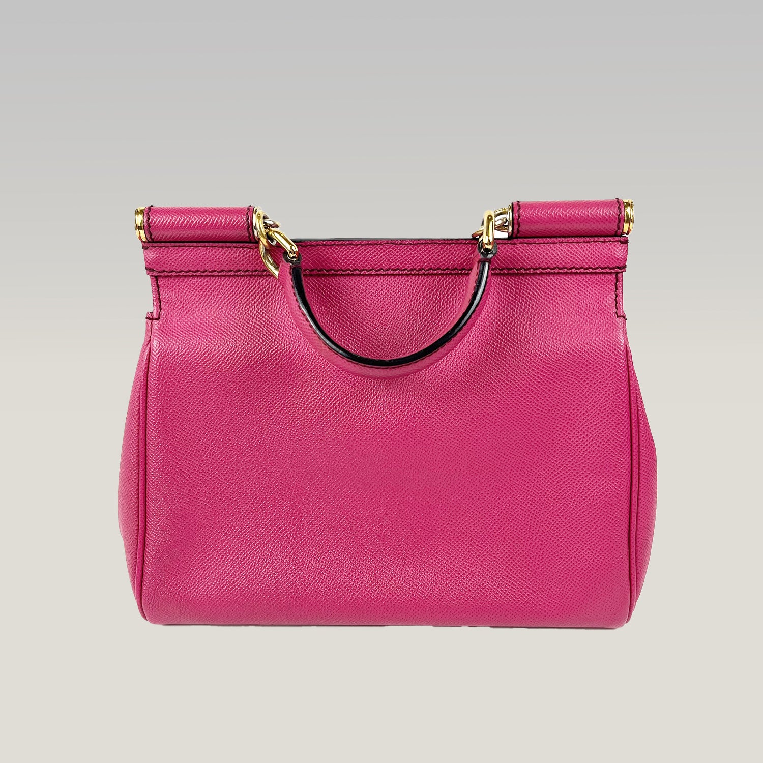 Dolce & Gabbana Sicily 26 Borsa a Mano in Pelle Fucsia e Rossa con Dettagli Dorati