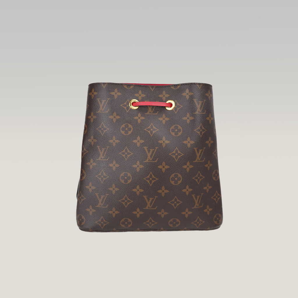 Louis Vuitton NéoNoé MM Monogram in Tela Cerata Marrone con Dettagli Rossi