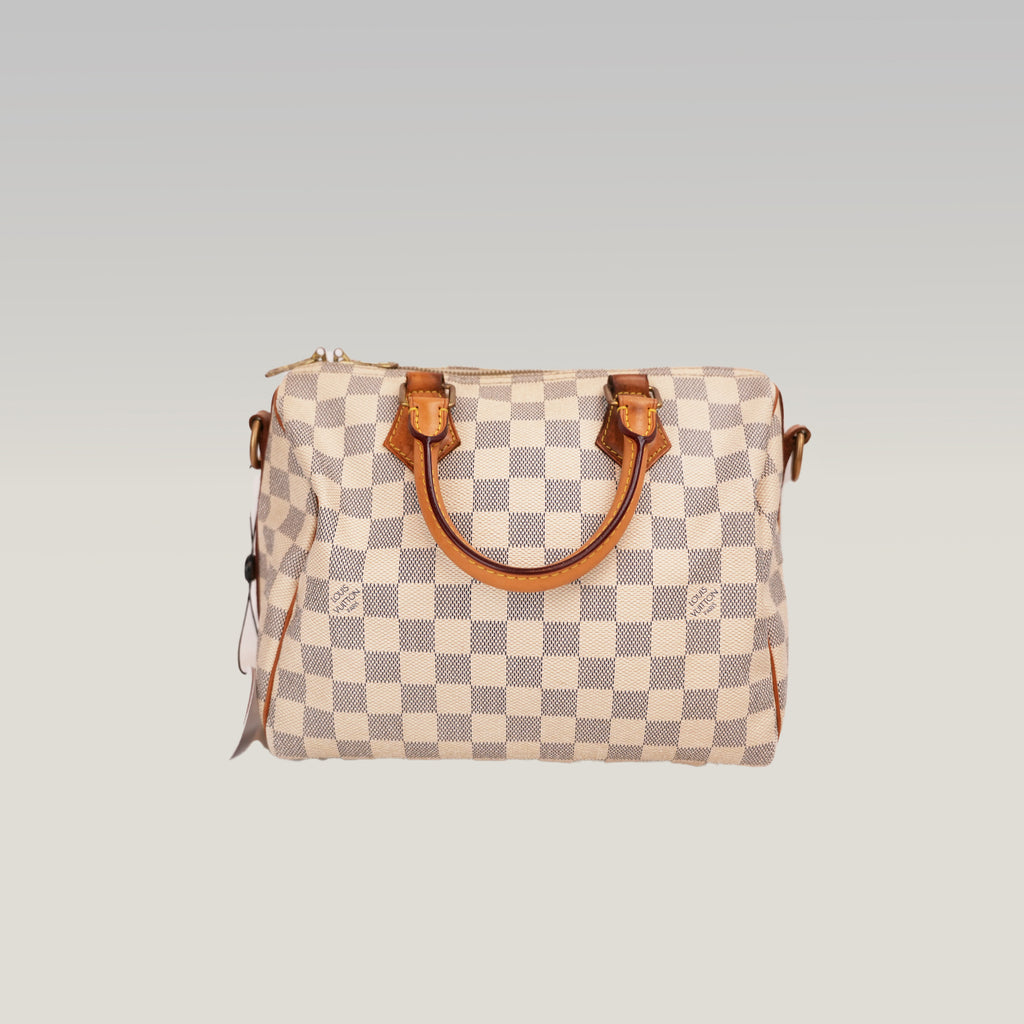 Louis Vuitton Speedy Bandoulière 25 Damier Azur in Tela Cerata e Pelle Vachetta