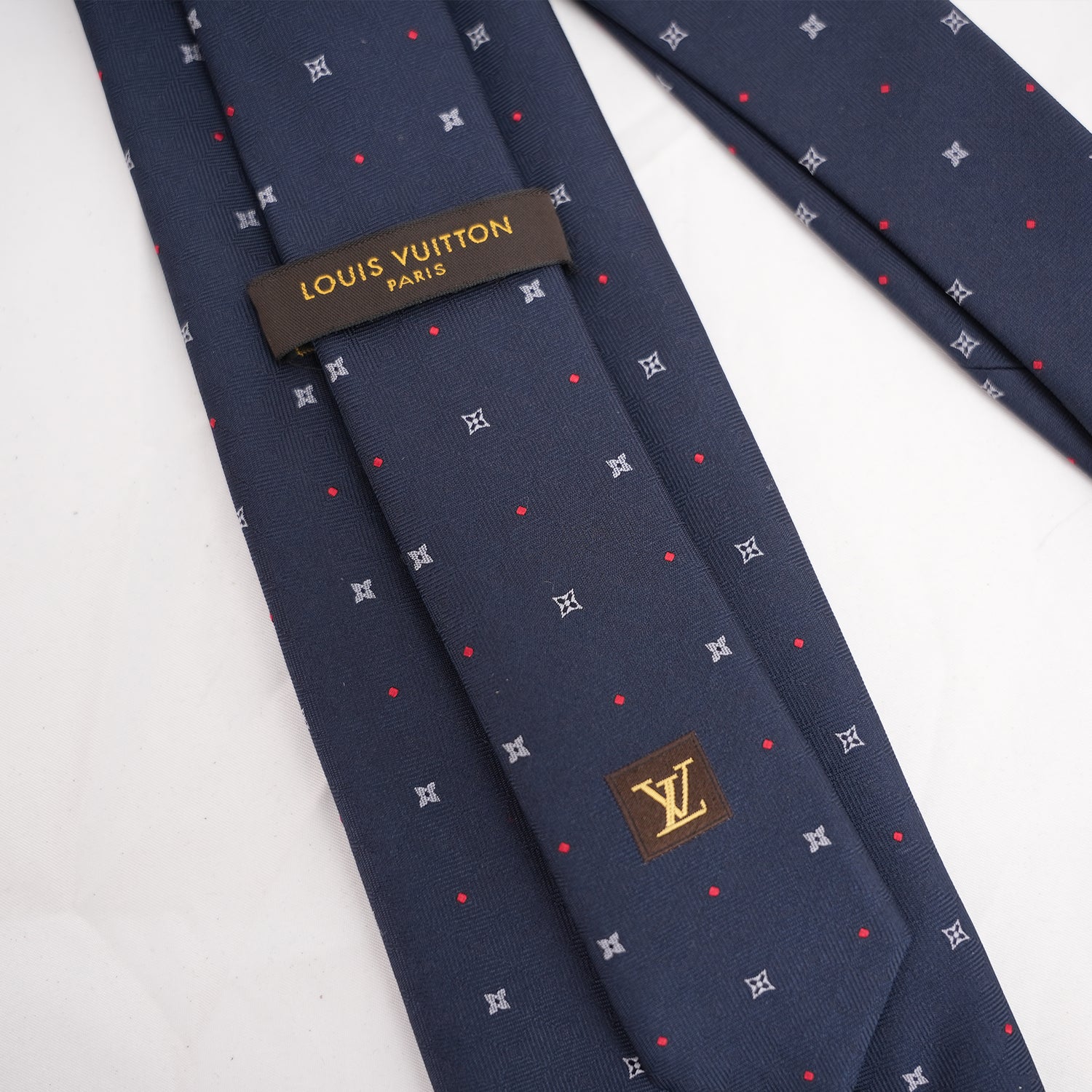 Louis Vuitton Navy Silk Monogram Flower Tie