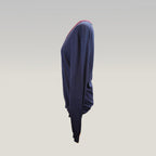 Burberry London Maglia Donna Blu Navy in Seta e Cotone Pullover Scollo V Elegante