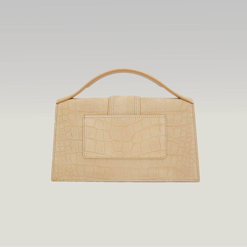 Jacquemus Large Le Bambino Croc Embossed Leather Tote Bag Beige