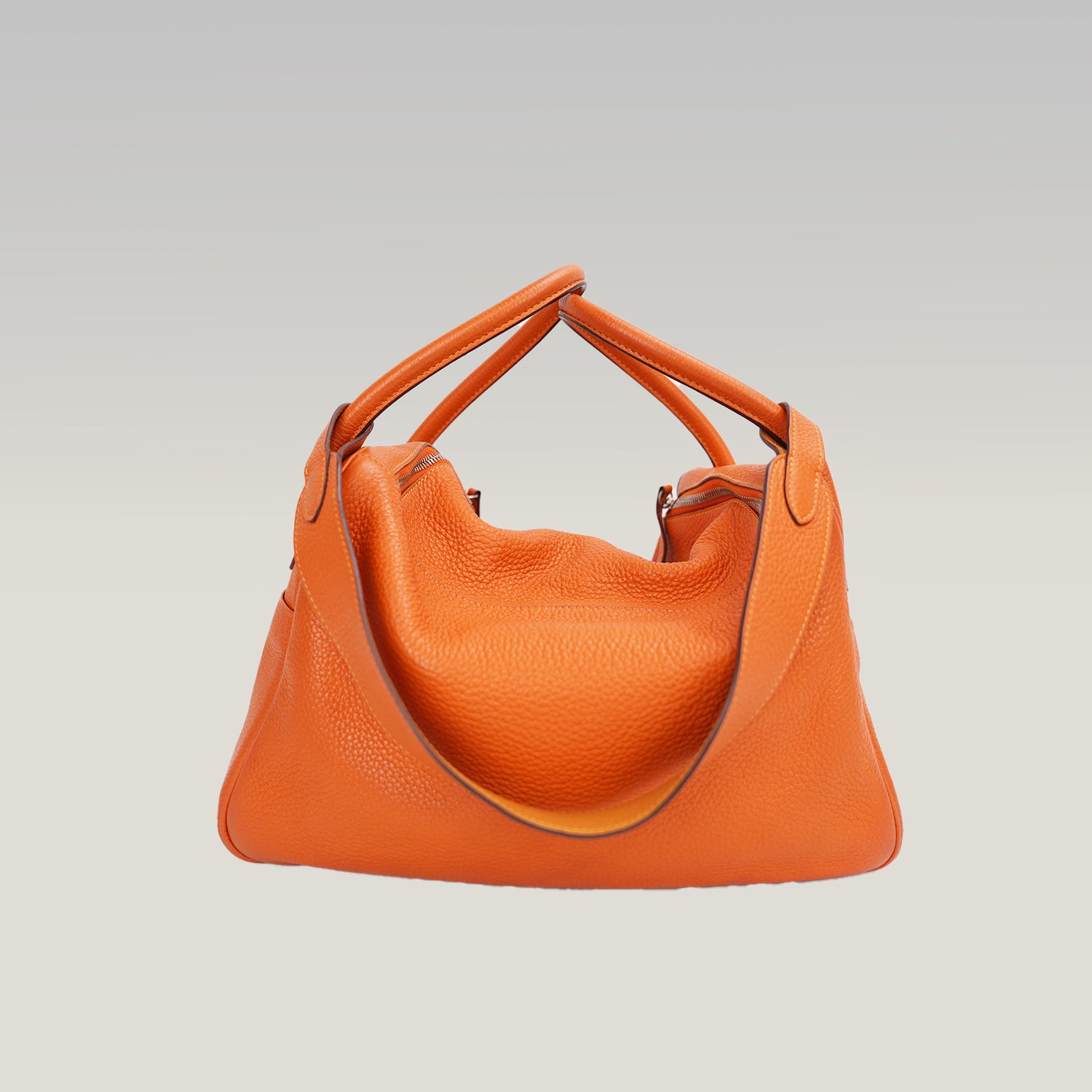 Hermès Lindy 26 Orange Clemence Leather Handbag Top Handle Shoulder Bag
