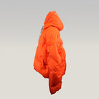 Khrisjoy Piumino Donna Arancione Oversize con Cappuccio Giacca Imbottita Duck Down Made in Italy