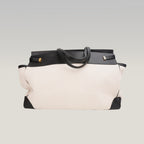 Saint Laurent Manhattan Large Shopping Tote White Canvas Black Leather Trim Shoulder Bag