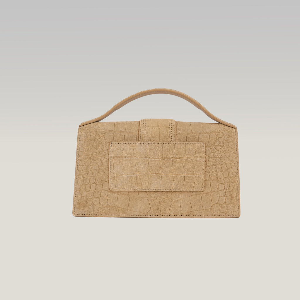 Jacquemus Borsa a Mano in Camoscio Beige Effetto Coccodrillo