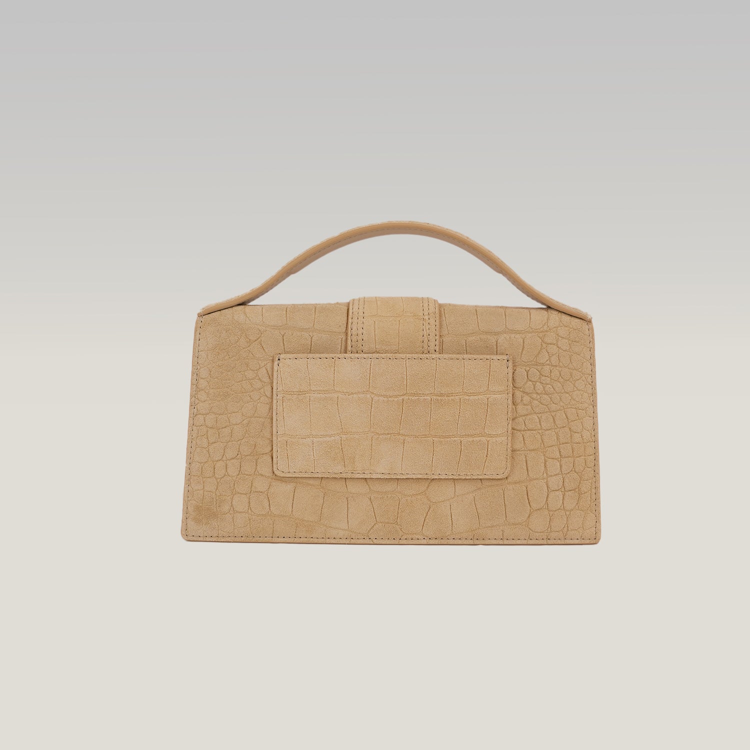 Jacquemus Borsa a Mano in Camoscio Beige Effetto Coccodrillo