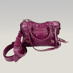 Borsa Balenciaga Classic City Mini Fucsia in Pelle Traforata con Specchietto