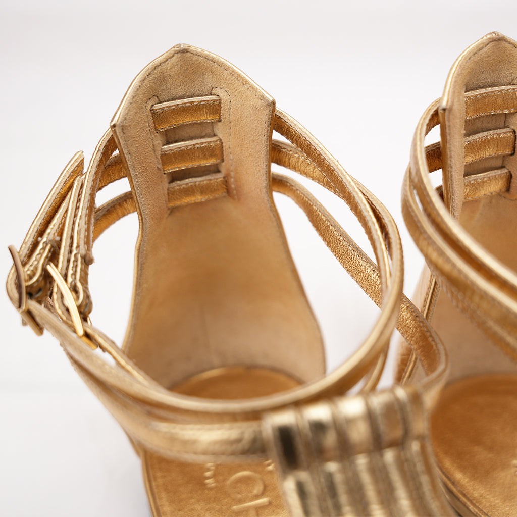 Ballerine Donna Oro Metallizzato con Cinturino alla Caviglia