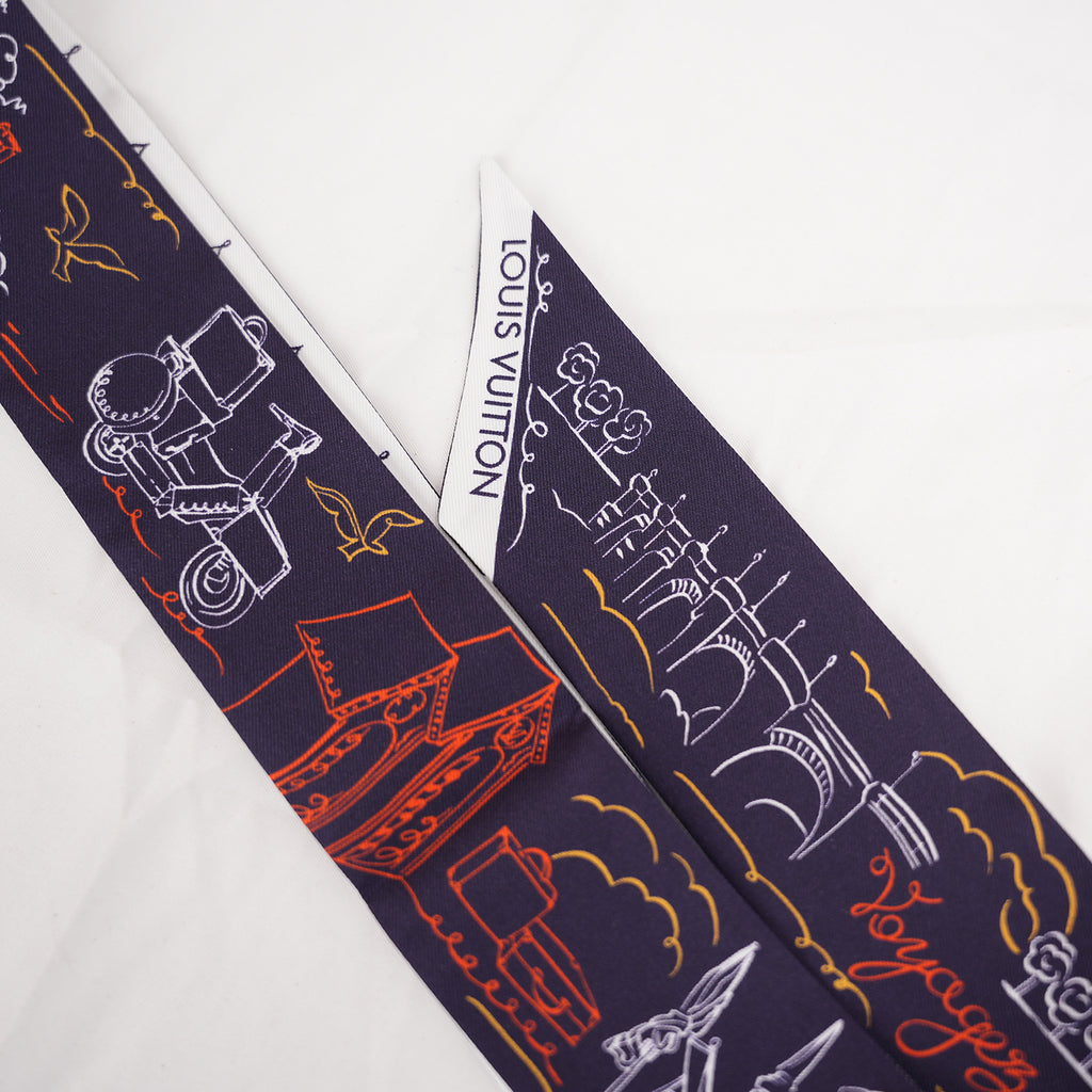 Louis Vuitton Sweet Escape BB Silk Bandeau Scarf Navy Monogram