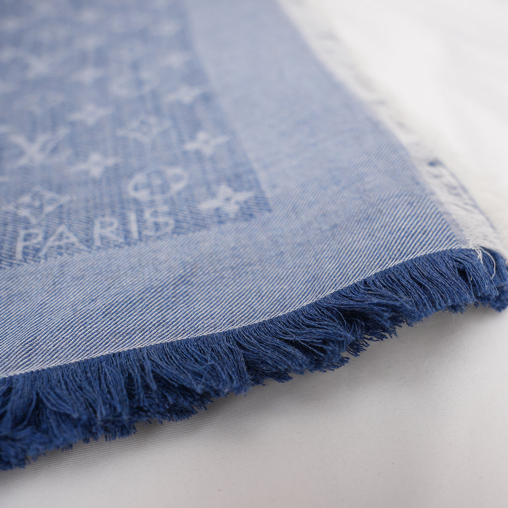 Louis Vuitton Monogram Shawl Blu in Seta e Lana Oversize