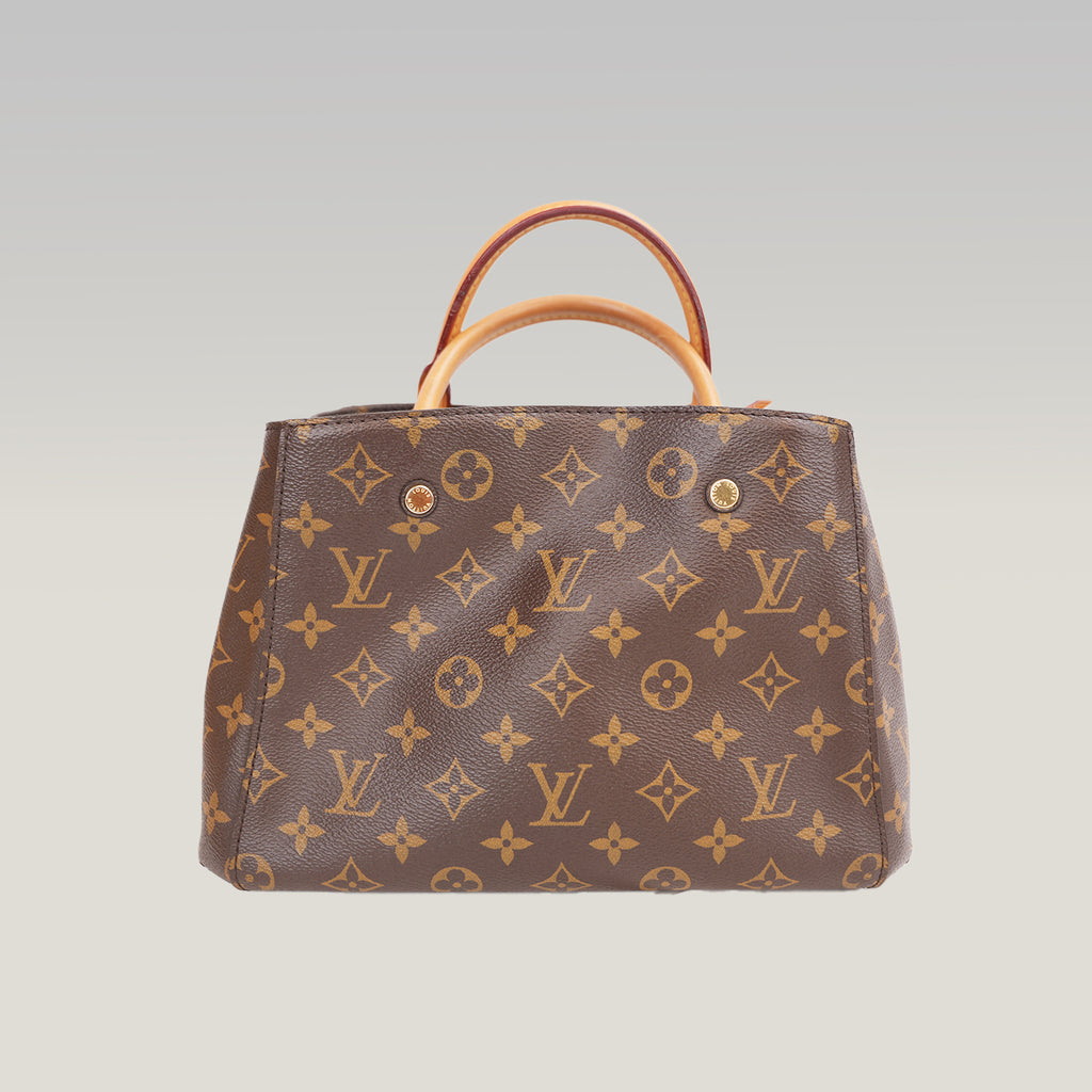 Louis Vuitton Montaigne BB Monogram Handbag Brown Coated Canvas & Leather Top Handle Shoulder Bag