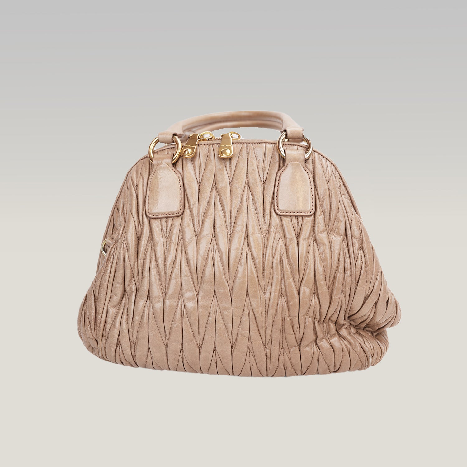 Miu Miu Matelassé Pink Beige Leather Small Handbag Gold Hardware Vintage Style