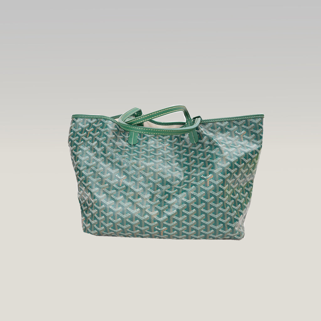 Goyard Saint Louis Tote Bag Verde in Tela Goyardine con Finiture in Pelle e Pochette Coordinata