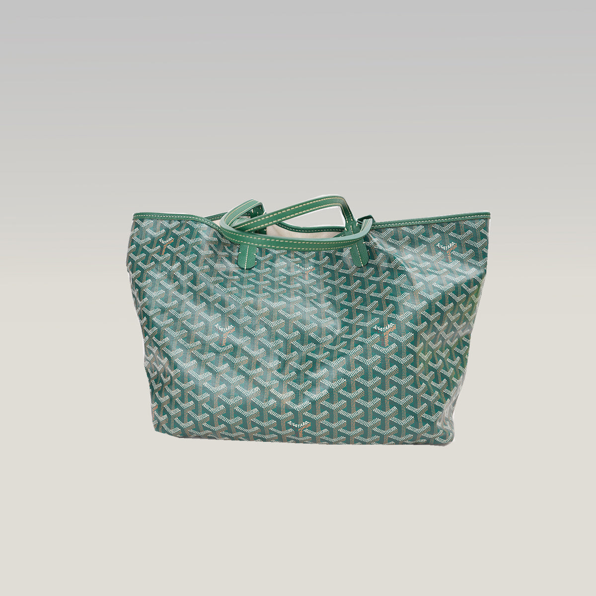 Goyard Saint Louis Tote Bag Verde in Tela Goyardine con Finiture in Pelle e Pochette Coordinata